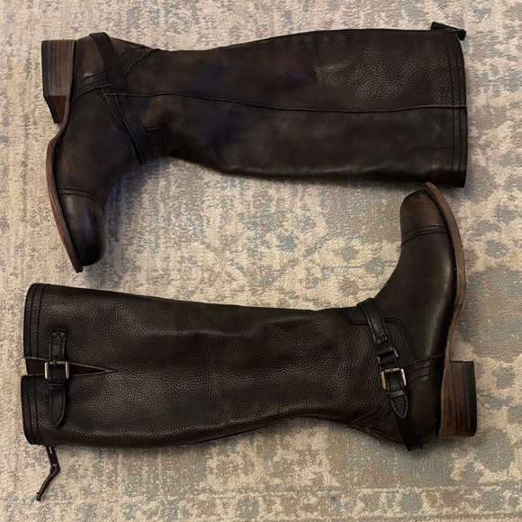 Freebird Roadey Black Leather Boots with Red Lining - Picture 2 of 8